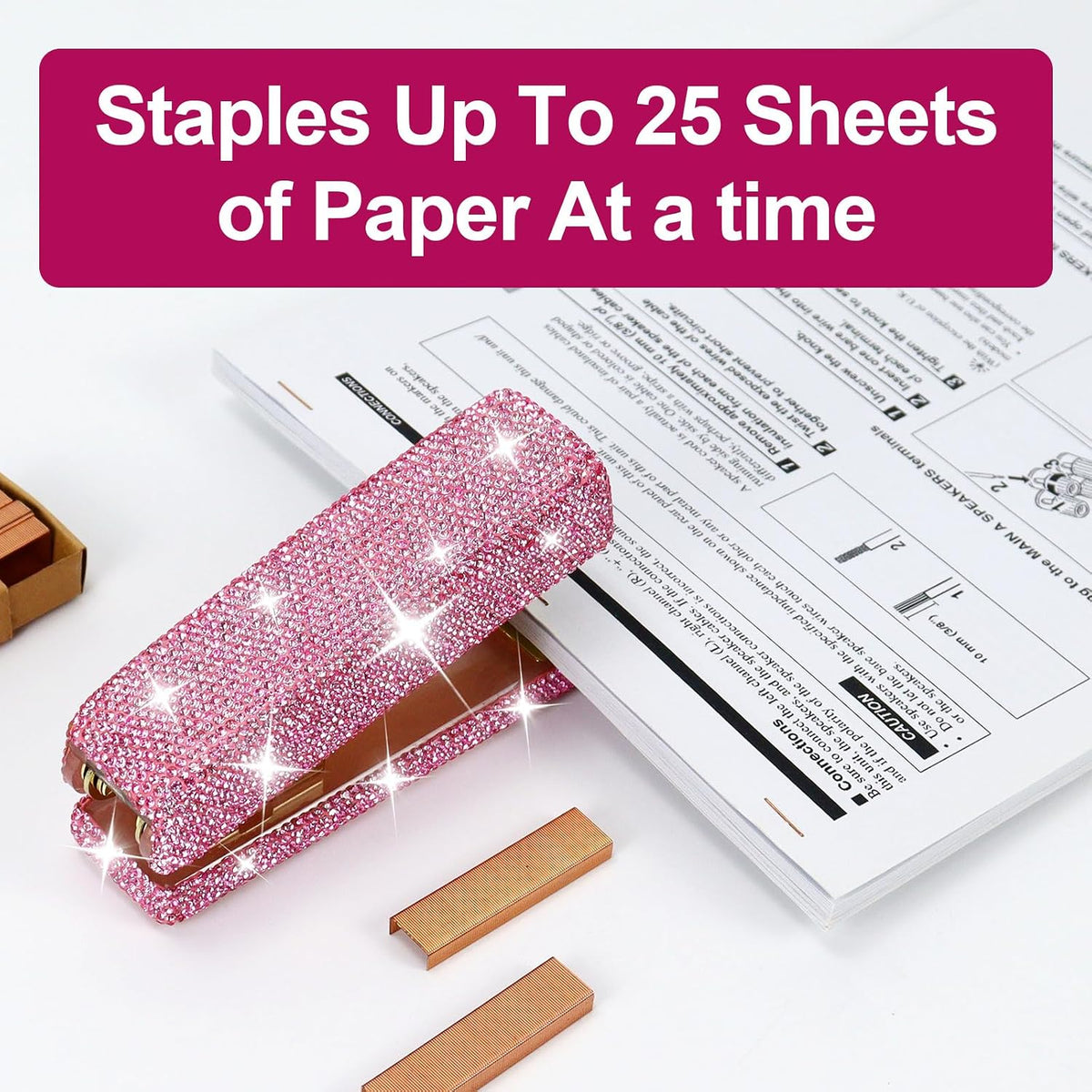 MultiBey Bling Desk Organizer: Stapler, Tape Dispenser, Staple Puller