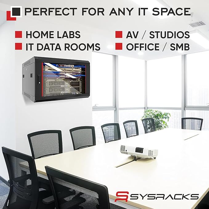 Sysracks 6U Wall Mount Server Rack Cabinet, 19” Locking Network Rack, 24” Deep