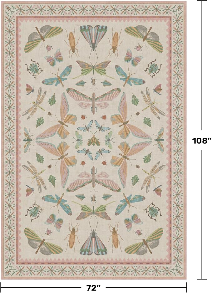 Hazo Haus Floral Pink Rugs for Bedroom Girls 6x9