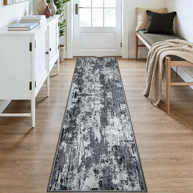 RELEANY Washable Area Rugs 2x9 Non-Slip Modern Abstract Soft