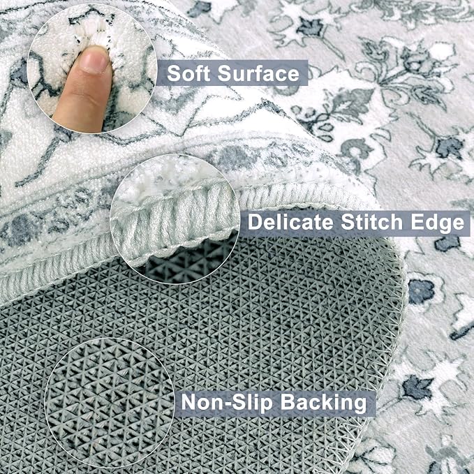 Yamaziot Washable Runner Rug, 2x8 Non-Slip Boho Vintage Hallway Rug