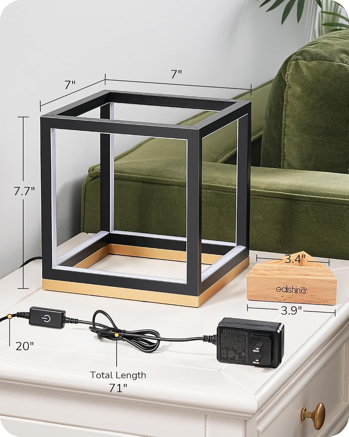 EDISHINE Modern LED Table Lamp, Minimalist Bedside Lamp for Living Room