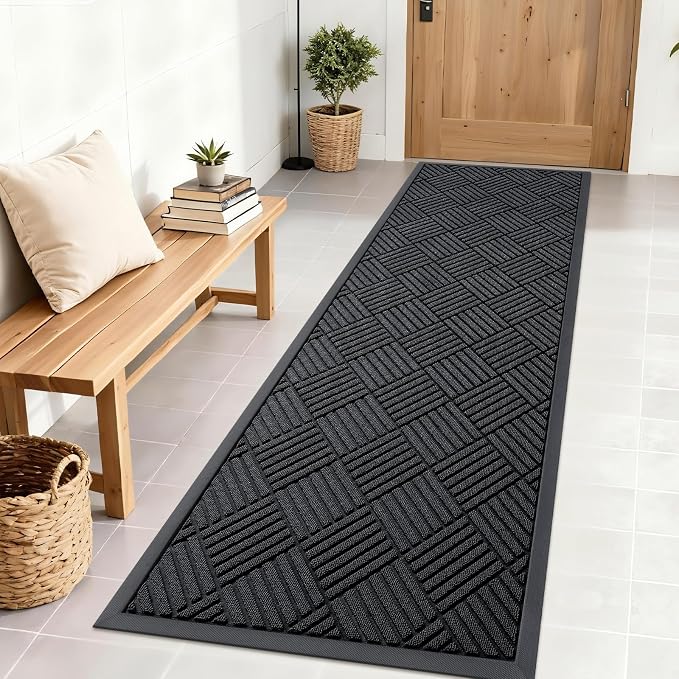 OLANLY Front Door Mat Outside Entrance 71x23, Heavy Duty Sturdy Natural Rubber
