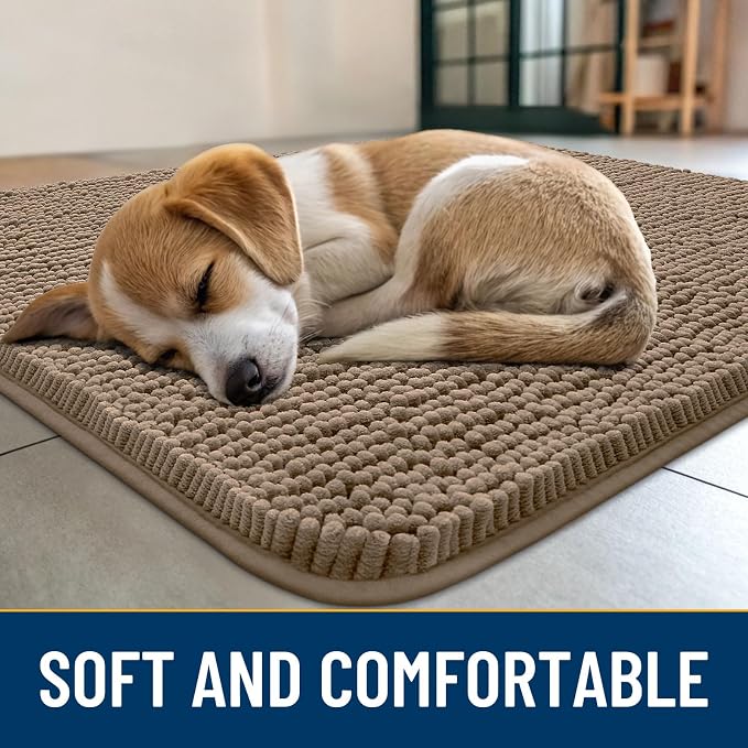 Smiry Dog Door Mat for Muddy Paws 48x30, Absorbent Dirt Trapper, Non-Slip