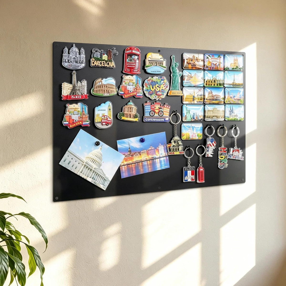 Souvenir Magnetic Board for Wall, Large Black Collections Board