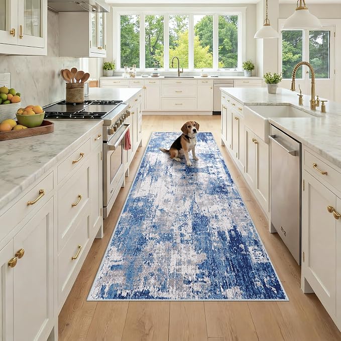 RELEANY Washable Area Rugs 3x8 Non-Slip Modern Abstract Soft