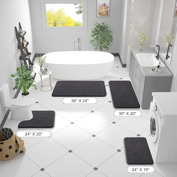 OLANLY Large Bathroom Rugs 70x46, Extra Soft Absorbent Chenille Bath Rugs