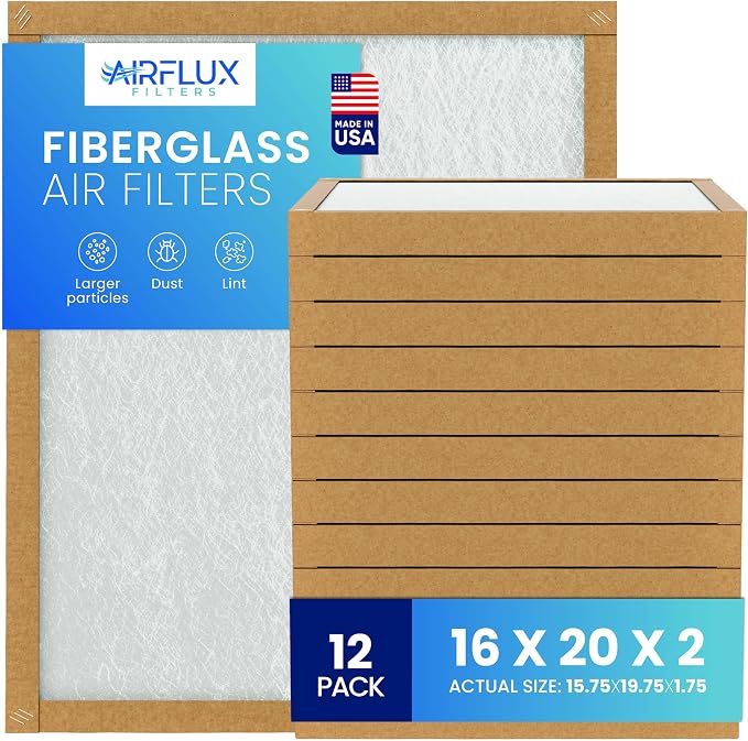 Fiberglass Air Filter -16x20x2Air Filter 12 Pack