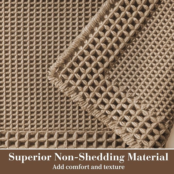 RESARE Waffle Bath Mat for Bathroom, Super Absorbent Bathroom Rugs Non Slip