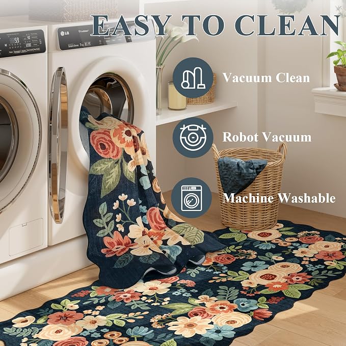 DUKINO 2.6x8 Runner Rug for Hallway, Washable Kitchen Rug