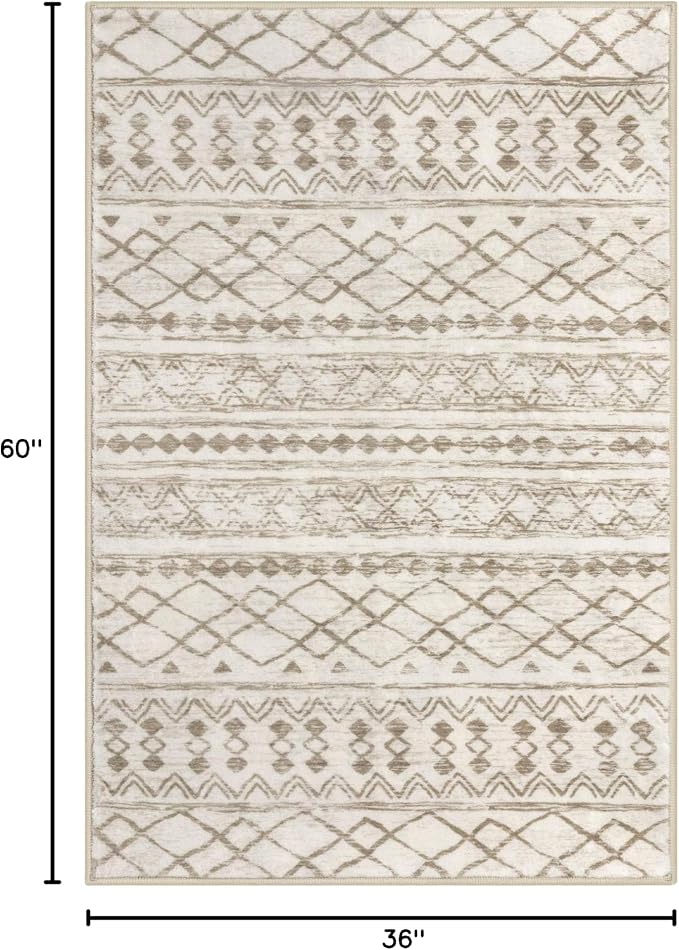 KUTA Boho 3x5 Rug for Entryway, Moroccan Washable Area Rug for Living Room