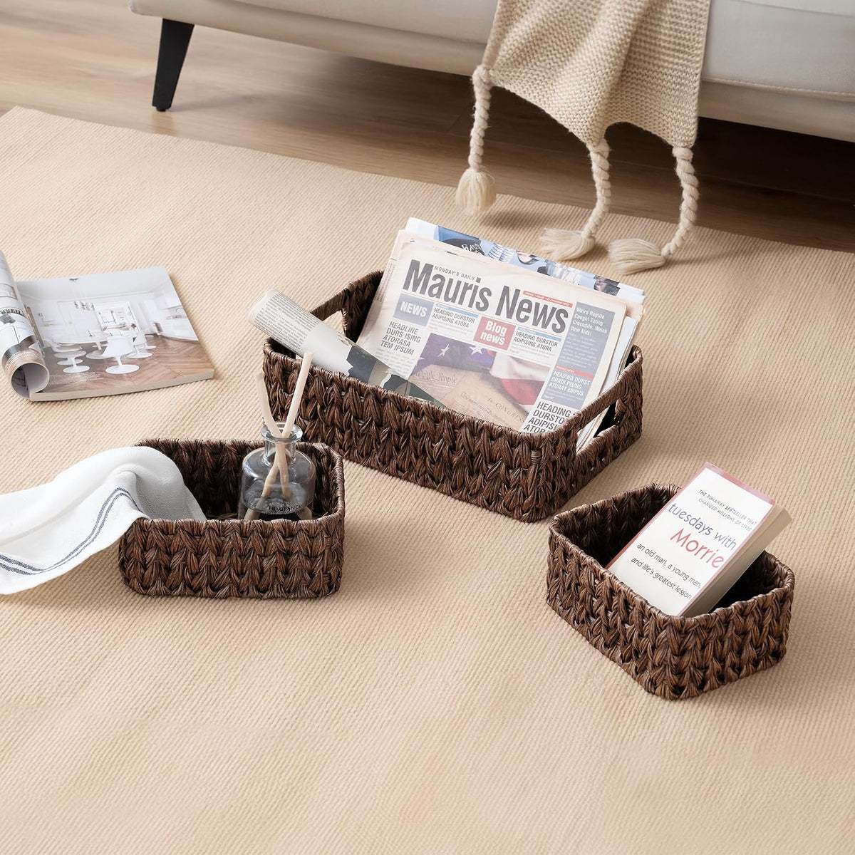 GRANNY SAYS Small Wicker Baskets for Shelves, Wicker Baskets for Storage