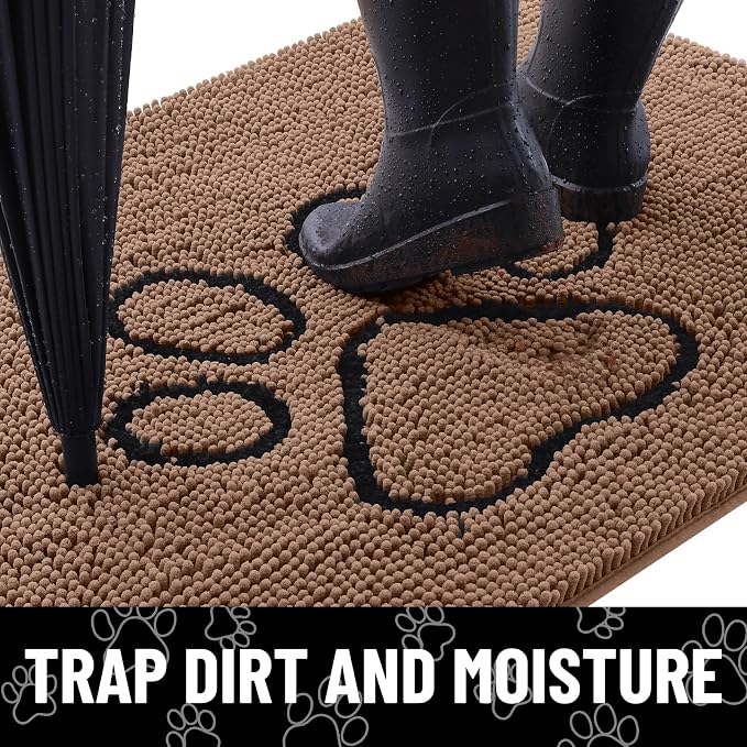 Smiry Dog Door Mat for Muddy Paws, Absorbent Dirt Trapper Non Slip Quick Dry