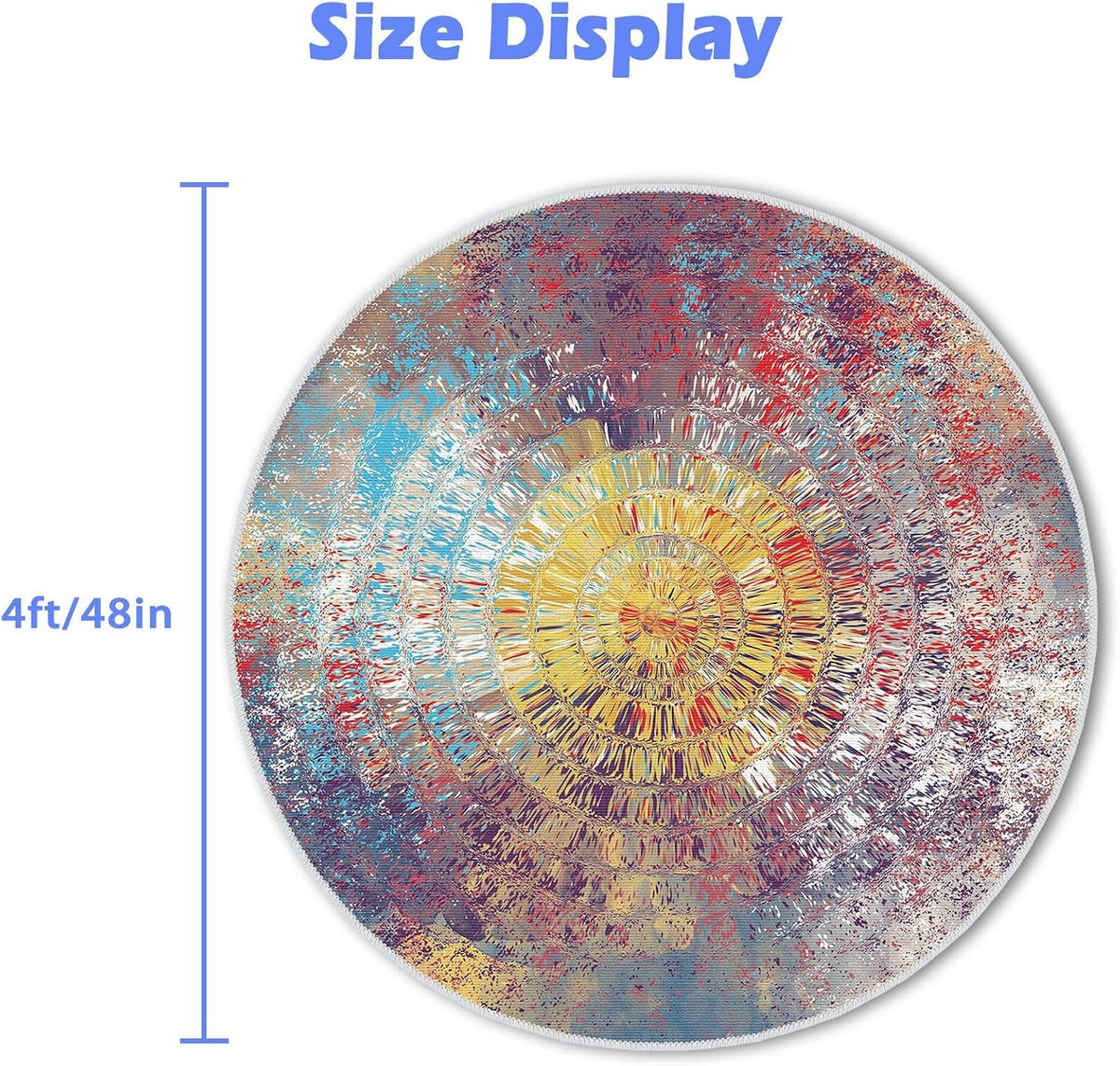Office Chair Mat for Hardwood Floor, 4ft/48in Round Chair Rugs Floor Protectors, Desk Chair Mat for Rolling Chair, Anti-Slip Computer Chair Mat, Carpet Mats for Home Office(Colorful)
