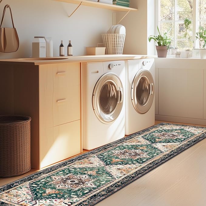 Yamaziot Washable Runner Rug, 2x8 Non-Slip Boho Vintage Hallway Rug Runner