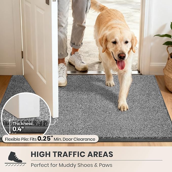 PURRUGS Dirt Trapping Door Mat 48" x 48", Non-Slip Machine Washable Entryway Rug