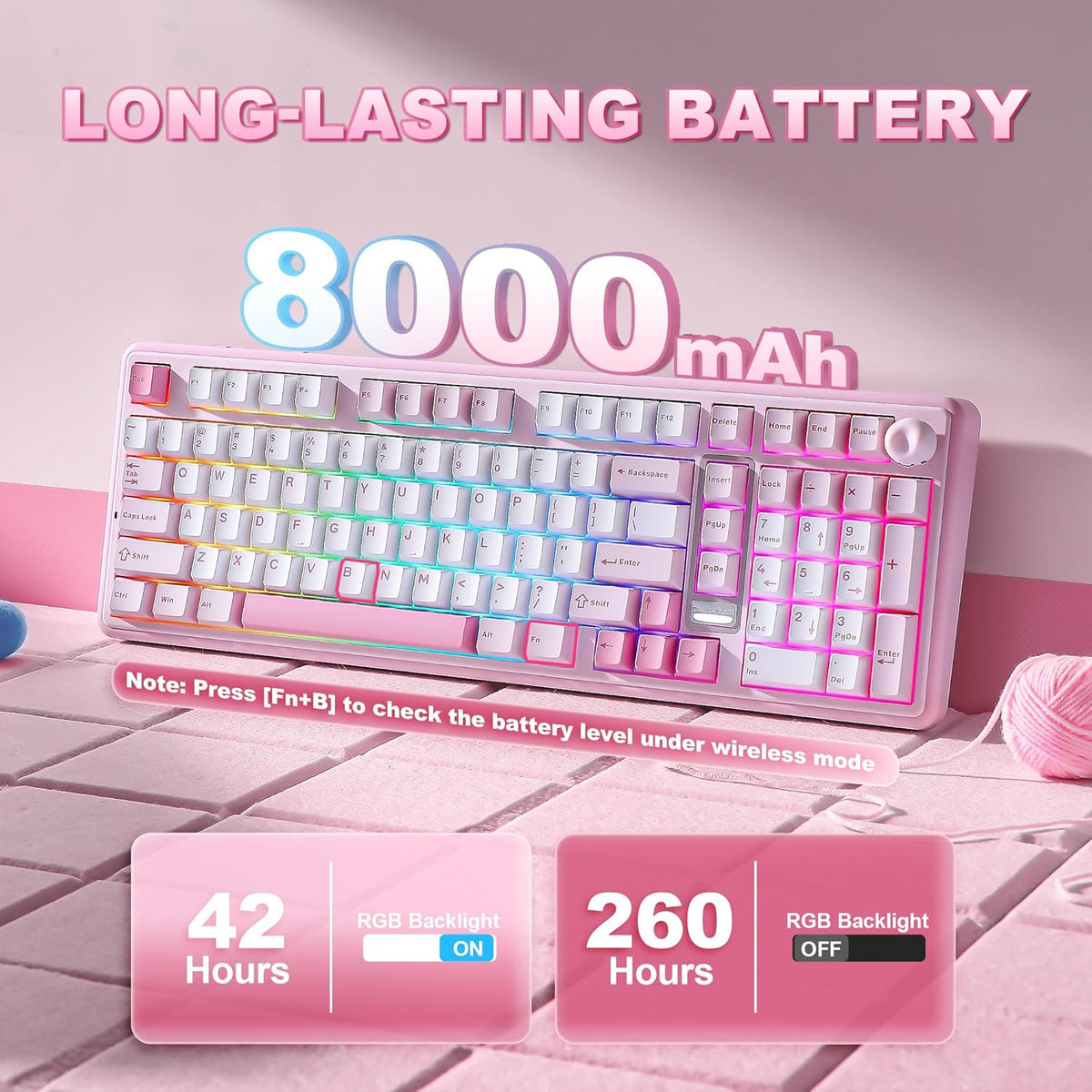 YUNZII B98 PRO 96% Wireless Mechanical Keyboard(Pink, Candy Switch)
