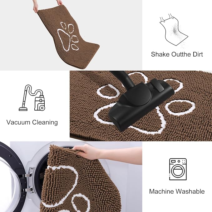 Smiry Dog Door Mat for Muddy Paws, Absorbent Dirt Trapper Non Slip Quick Dry