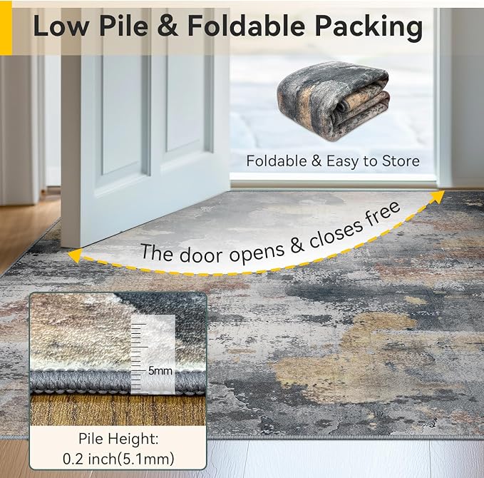 RELEANY Washable Area Rugs 5'x7' Non-Slip Modern Abstract Soft