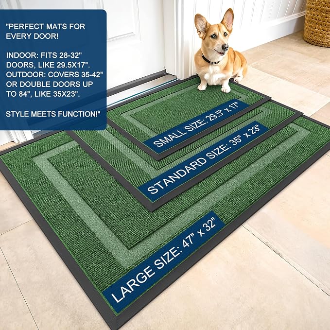 OLANLY Front Door Mat Indoor Outdoor Entrance, Waterproof All-Season,