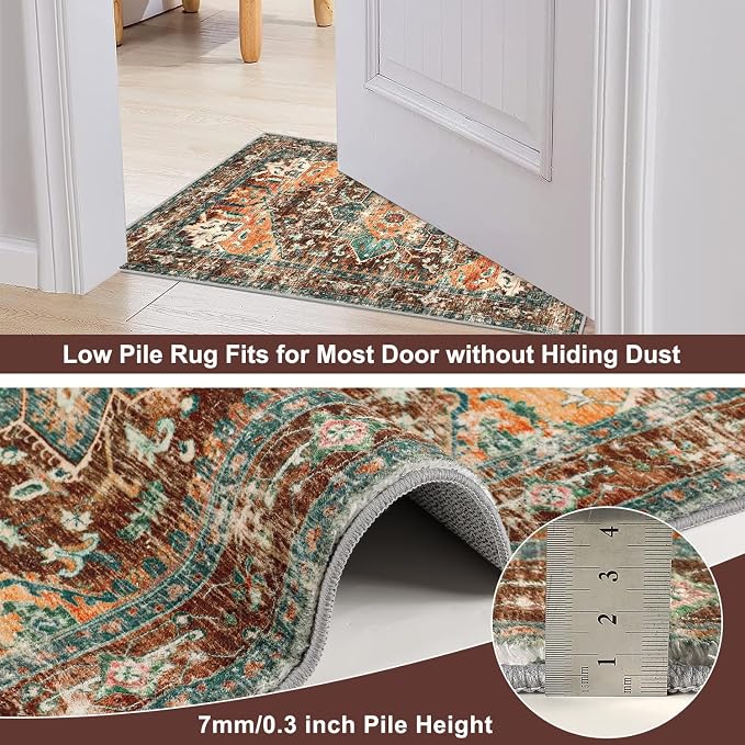 Yamaziot Washable Runner Rug, 2x5 Non-Slip Boho Vintage Hallway Rug Runner