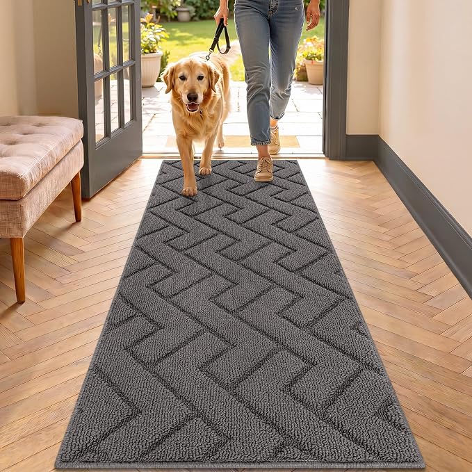 hicorfe Dirt Trapper Indoor Doormat, Non Slip Backing Washable Door Mats