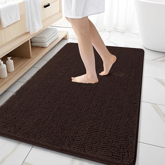 OLANLY Large Bathroom Rugs 59x35, Extra Soft Absorbent Chenille Bath Rugs