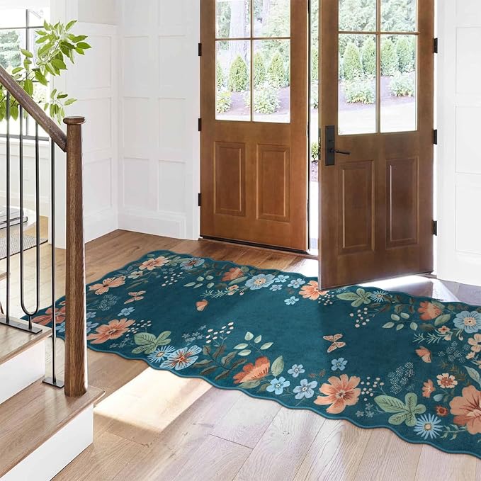 Lahome Floral Kitchen Runner Non-Slip, 2X6 Soft Washable Hallway Runner Rug