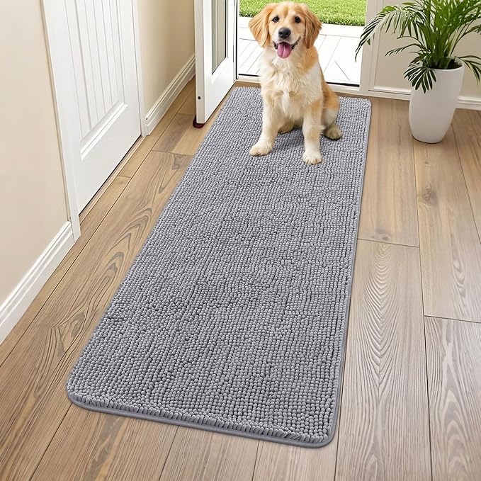 Smiry Dog Door Mat for Muddy Paws 59x24, Absorbent Dirt Trapper, Non-Slip