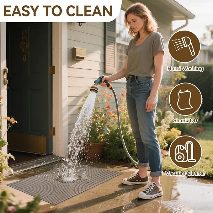 Front Door Mat 31''x47'', Absorbent Dirt Resist Washable Non Slip Low-Profile