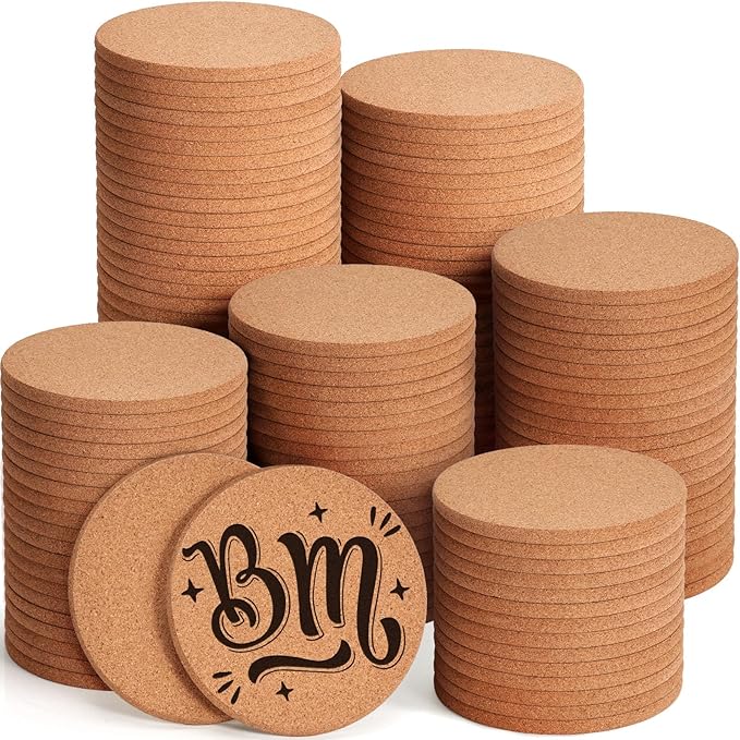 160 PCS Cork Coasters for Laser Engraving, Thick Absorbent Blank Coasters | 4