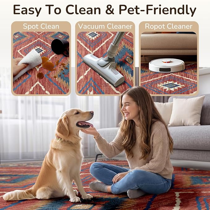 BESTSWEETIE Area Rug 10x14 Rug Machine Washable Non-Slip Low Pile Print Pattern