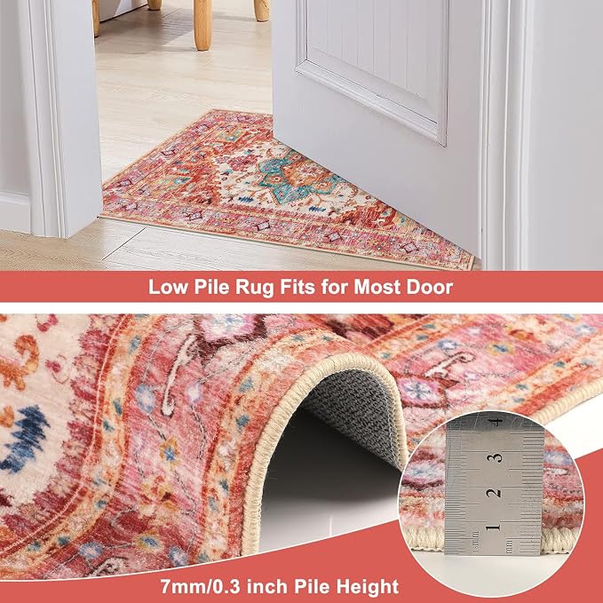 Yamaziot Washable Runner Rug, 2x10 Non-Slip Boho Vintage Hallway Rug Runner