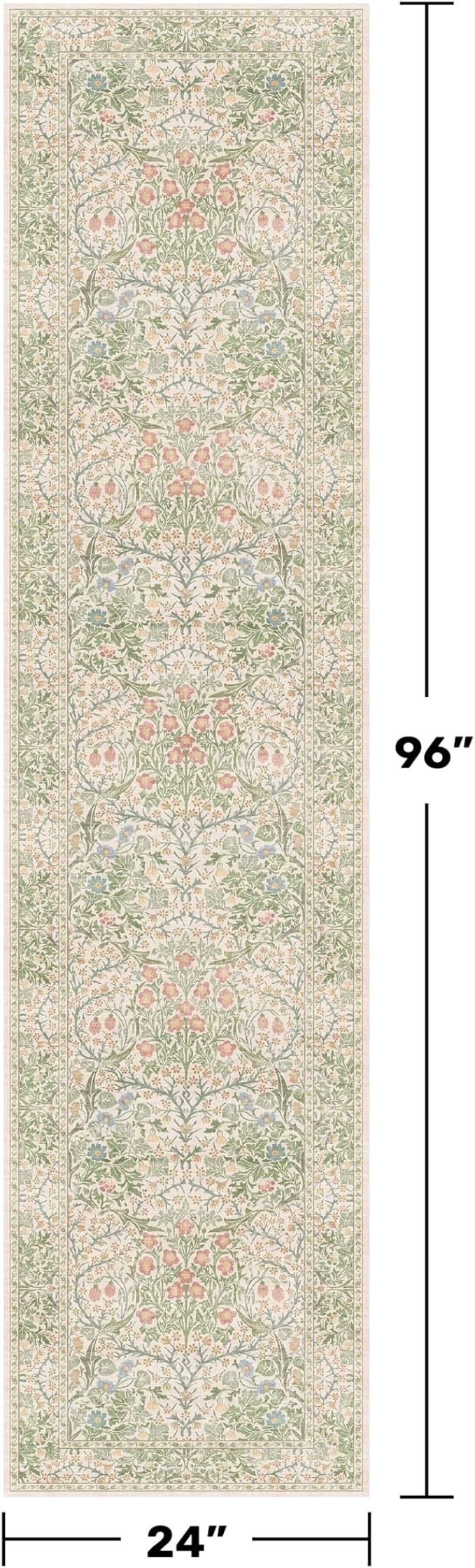 Beige Green 2x8 Rug Runners for Bathroom, Washable Long Floor Runner for Kitchen