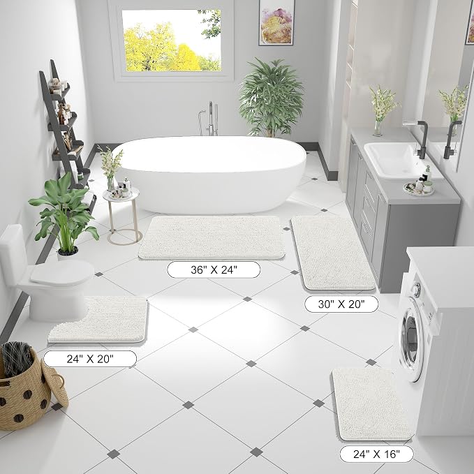 OLANLY Large Bathroom Rugs 50x30, Extra Soft Absorbent Chenille Bath Rugs