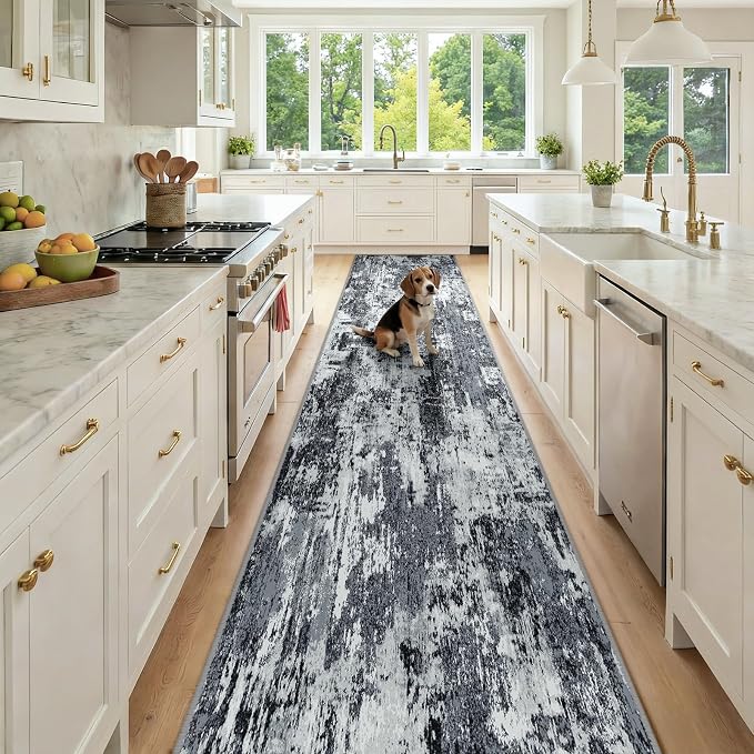 RELEANY Washable Area Rugs 2'6"x12 Non-Slip Modern Abstract Soft