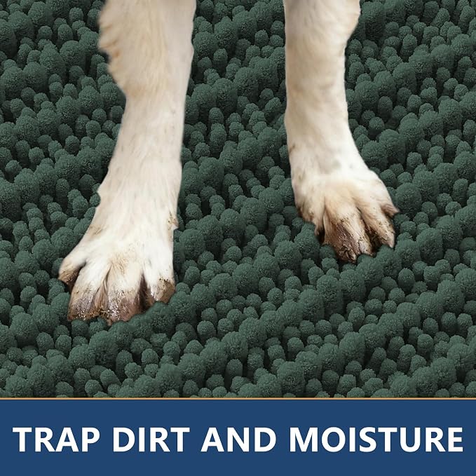 Smiry Dog Door Mat for Muddy Paws 47x24, Absorbent Dirt Trapper, Non-Slip