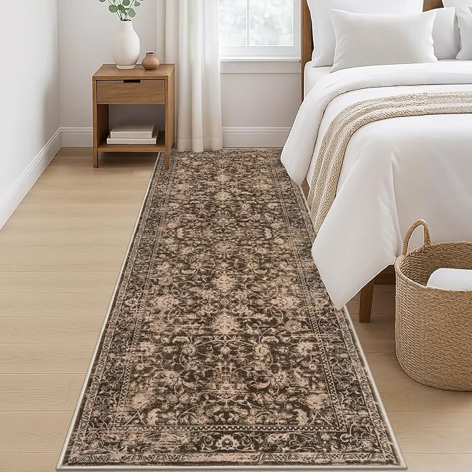 KILOCOCO Hallway Runner 3x8 Rug Runner Washable Kitchen Runners Printed Floral