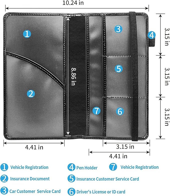 Car Registration and Insurance Holder, Leather Car Glove Box Organizer, Cool Car Accessories for ID, Driver's License Cards & Essential Document,business cards,Men&WomenPurple African Womans
