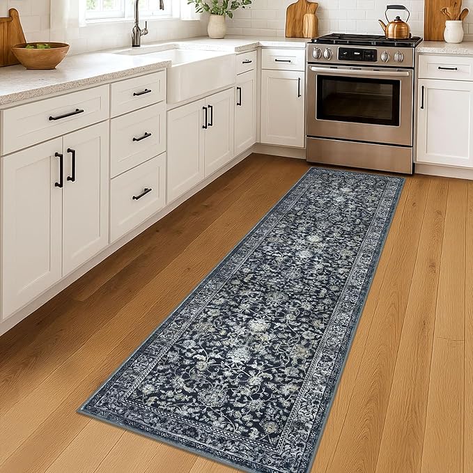 KILOCOCO Hallway Runner 2x7 Rug Runner Printed Vintage Floral Washable Kitchen