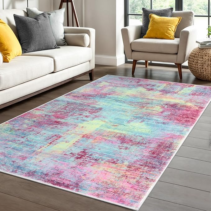 IOHOUZE Abstract Area Rug 4x6 Ft Washable Rugs