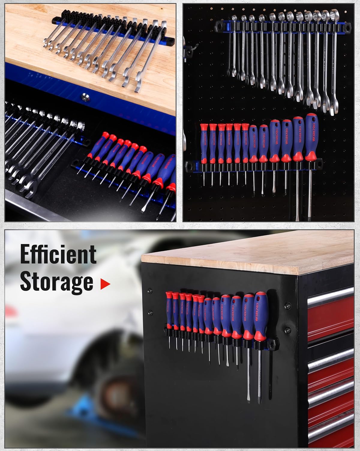 WORKPRO Magnetic Screwdriver and Wrench Organizer Set, 36-Slot Tool Holders