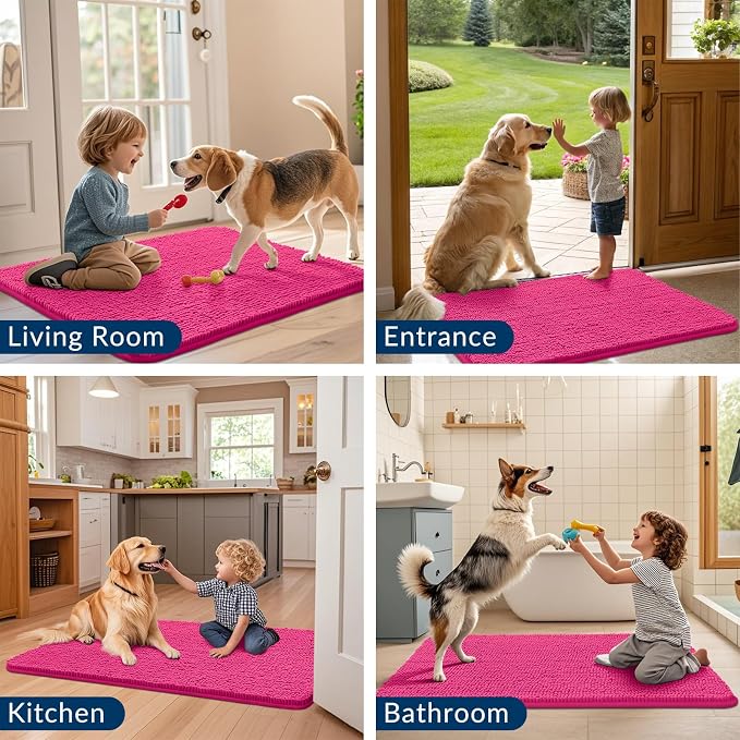Smiry Dog Door Mat for Muddy Paws 59x24, Absorbent Dirt Trapper, Non-Slip