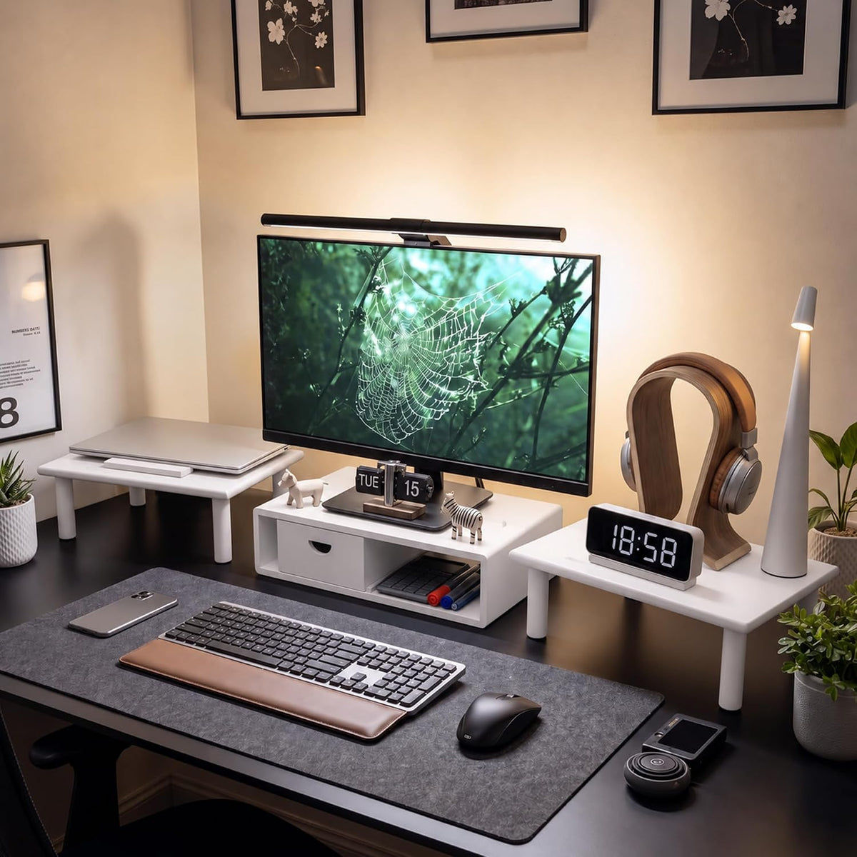 Dual Monitor Stand Riser with Drawer for Desk Laptop