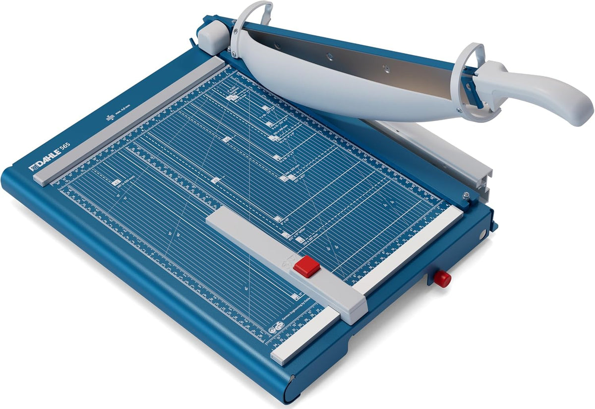 Dahle 565 Premium Guillotine Trimmer, 15" Cut Length, 35 Sheet Capacity, Self-Sharpening Blade, Automatic Clamp, w/Safety Guard