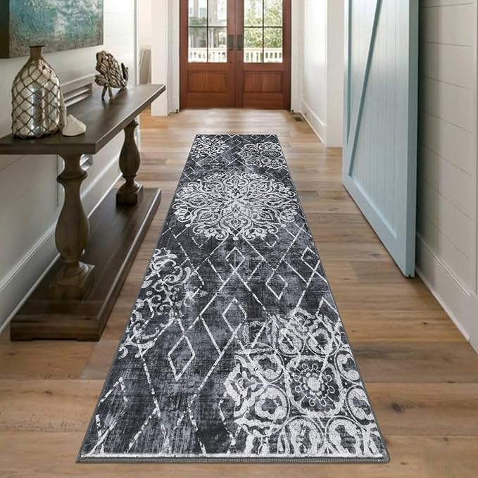 HEBE Hallway Runner Rug 2'8''x8' Washable Vintage Distressed Area Rugs Non Slip