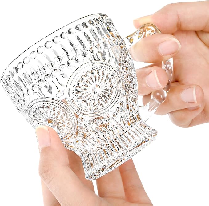 Kingrol 6-Piece Embossed Glass Mug Set
