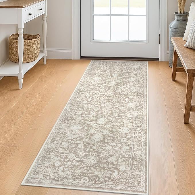 KILOCOCO Hallway Runner 2x5 Kitchen Runner Rug Printed Vintage Floral Washable