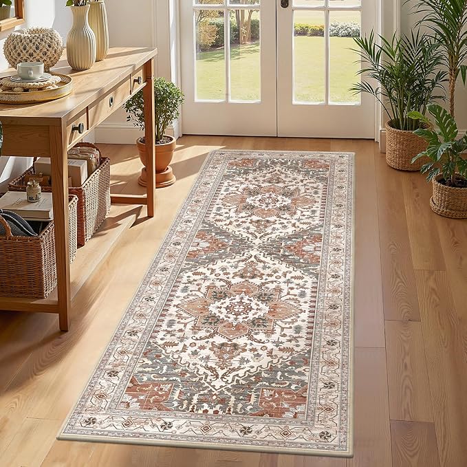 Yamaziot Washable Runner Rug, 2x6 Non-Slip Boho Vintage Hallway Rug Runner