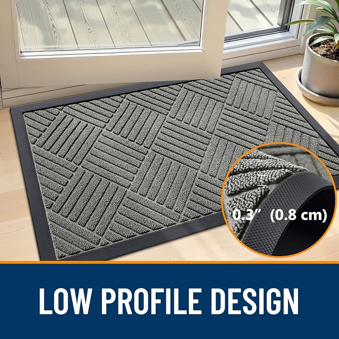 OLANLY Front Door Mat Outside Entrance 29.5x17, Heavy Duty Sturdy Natural